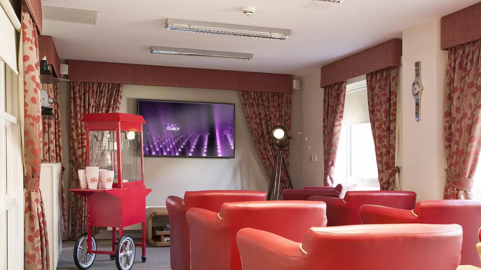 Cinema of Dukeminster Court care home in Dunstable, Bedfordshire