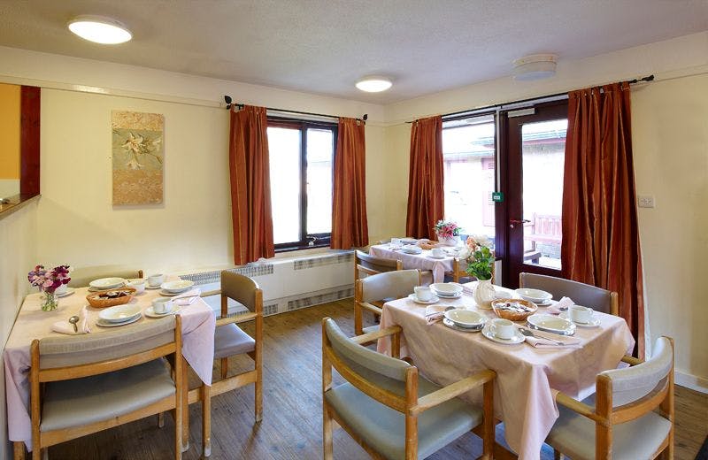 Dining room of Echelforde care home in Ashford, Surrey
