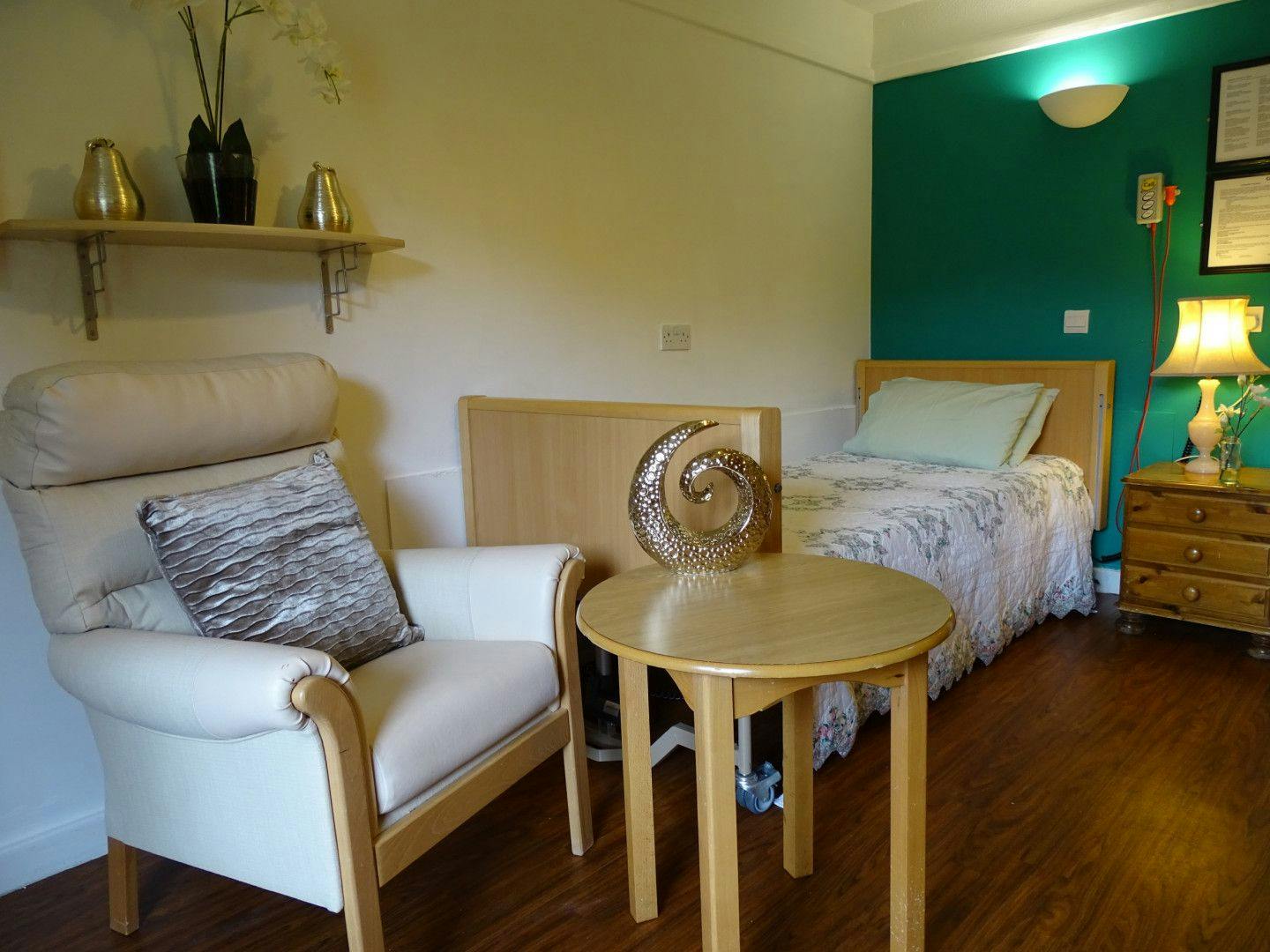 Bedroom of Echelforde care home in Ashford, Surrey
