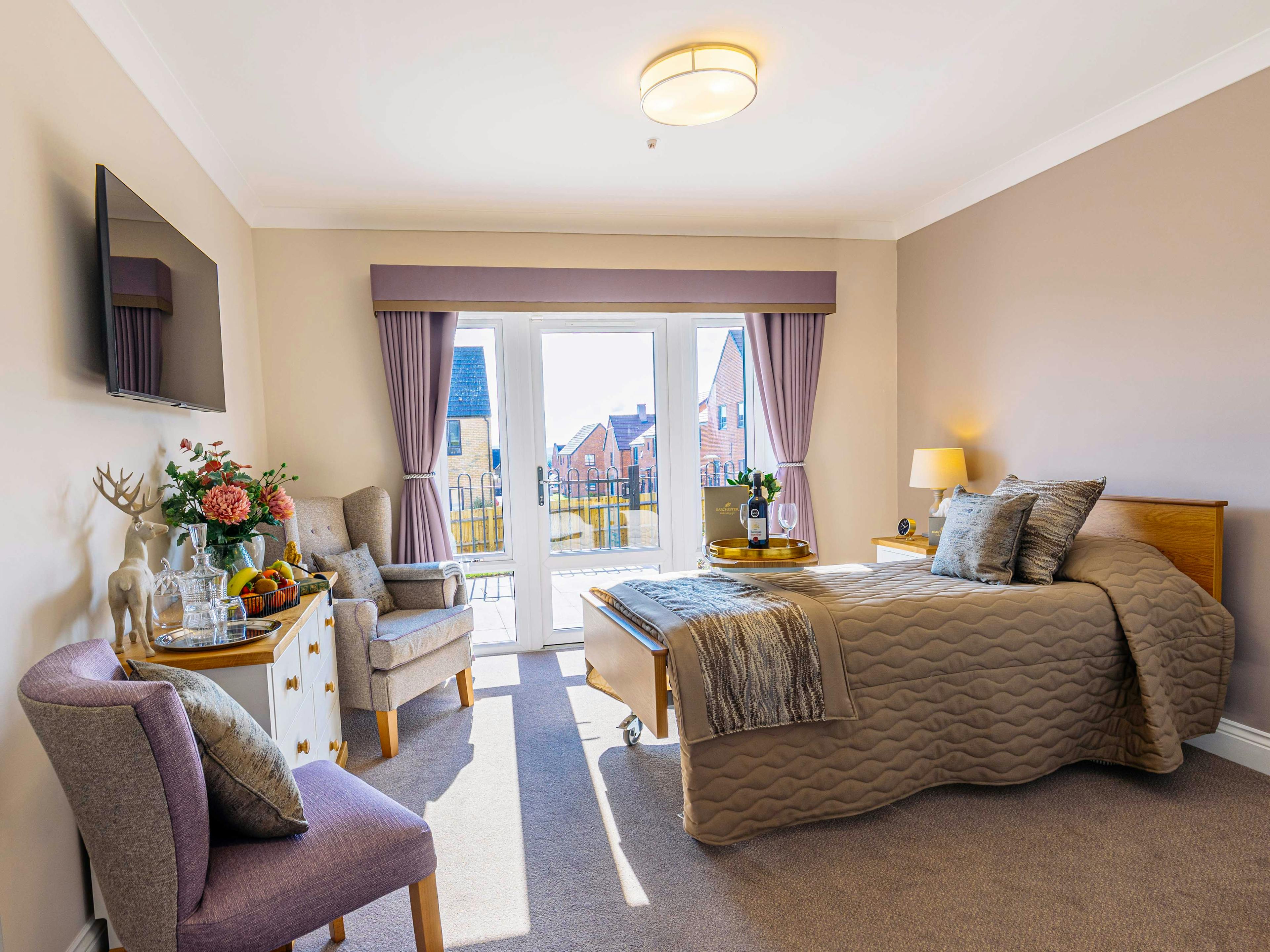 Bedroom at Elgar Court Care Home in Malvern, Worcestershire