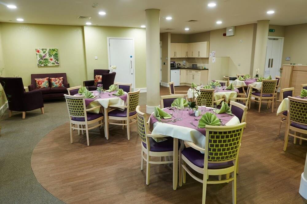 Dining area of Ellesmere House care home in Kensington and Chelsea, London