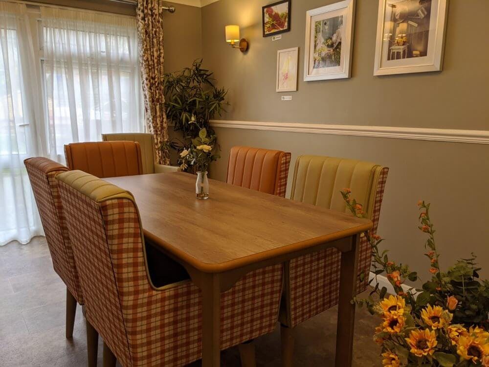 Private dining room of Elmstead House care home in Barnet, London