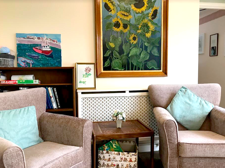 Lounge of Evendine House care home in Colwall, Malvern
