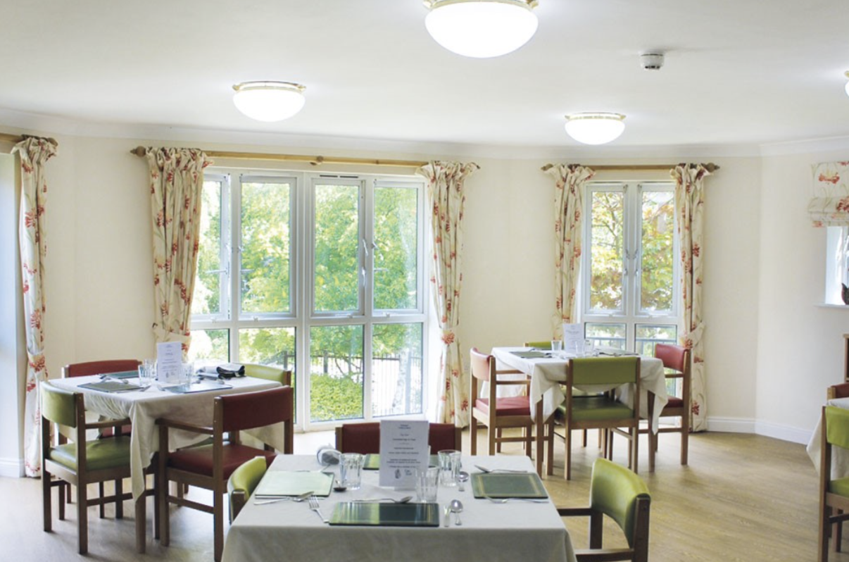 Dining room of Fairlawn care home in Ferndown, Dorset