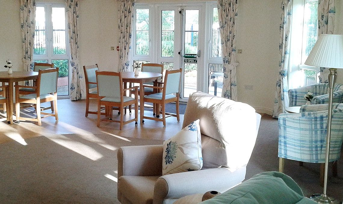 Lounge of Fairlawn care home in Ferndown, Dorset