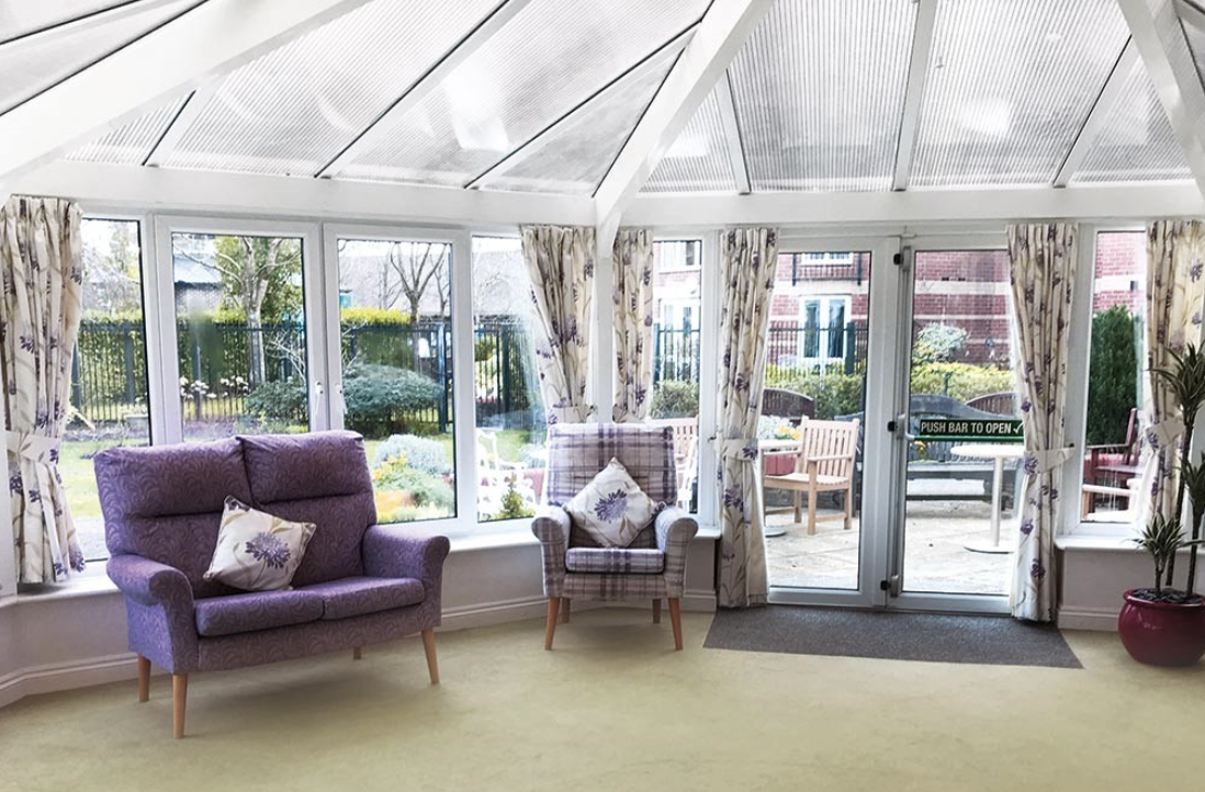 Conservatory of Fairlawn care home in Ferndown, Dorset
