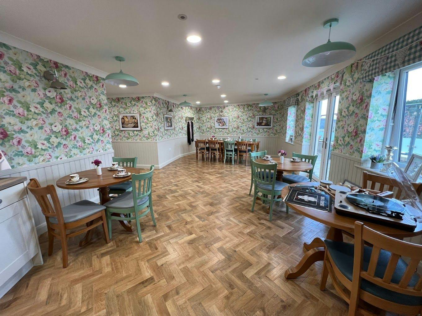 Dining room of Flowers Manor care home in Chippenham, Wiltshire