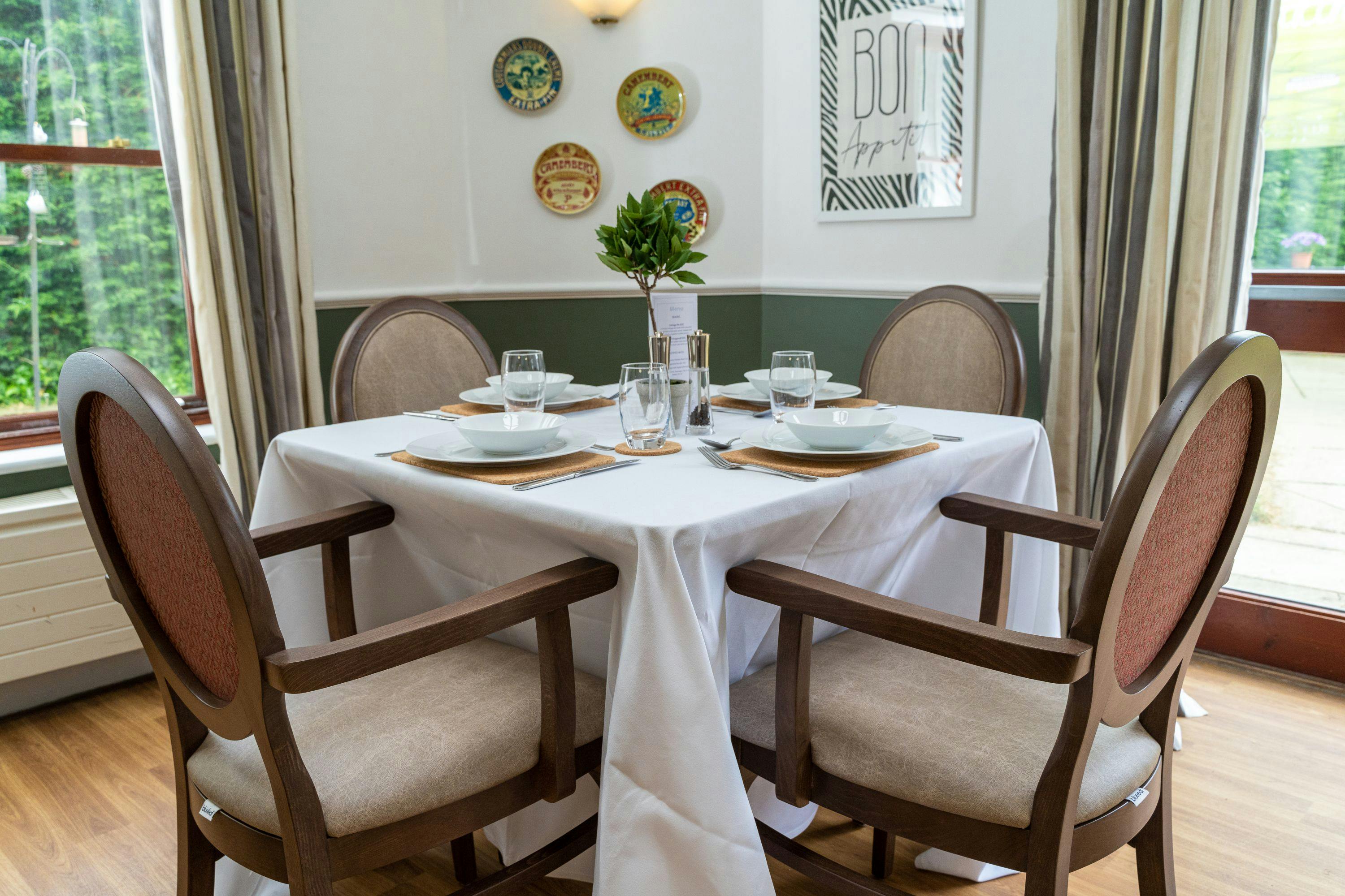Dining room of The Grange care home in Faringdon, Oxfordshire