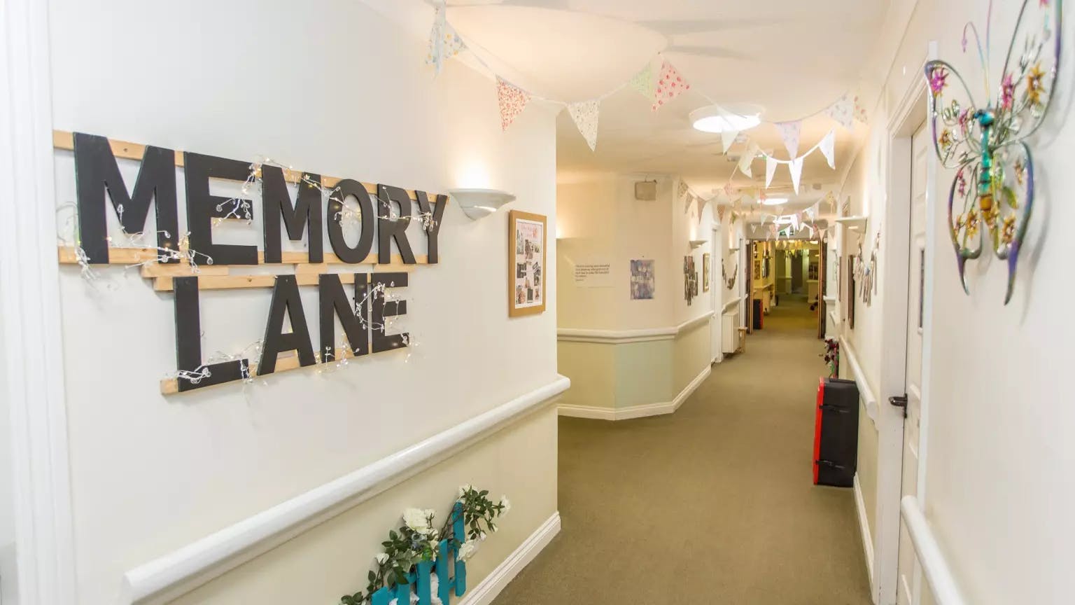 Hallway of Fosse House care home in St Albans, Hertfordshire