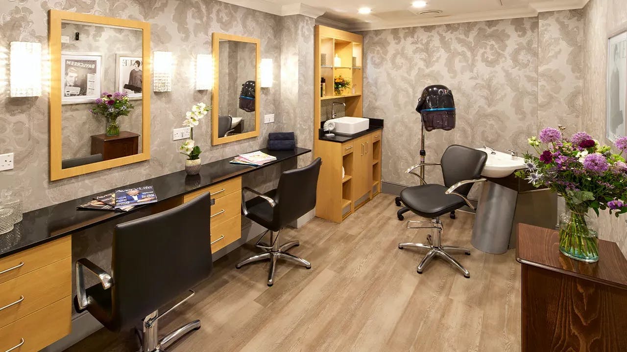 Salon at Hampstead Court Care Home in London, England