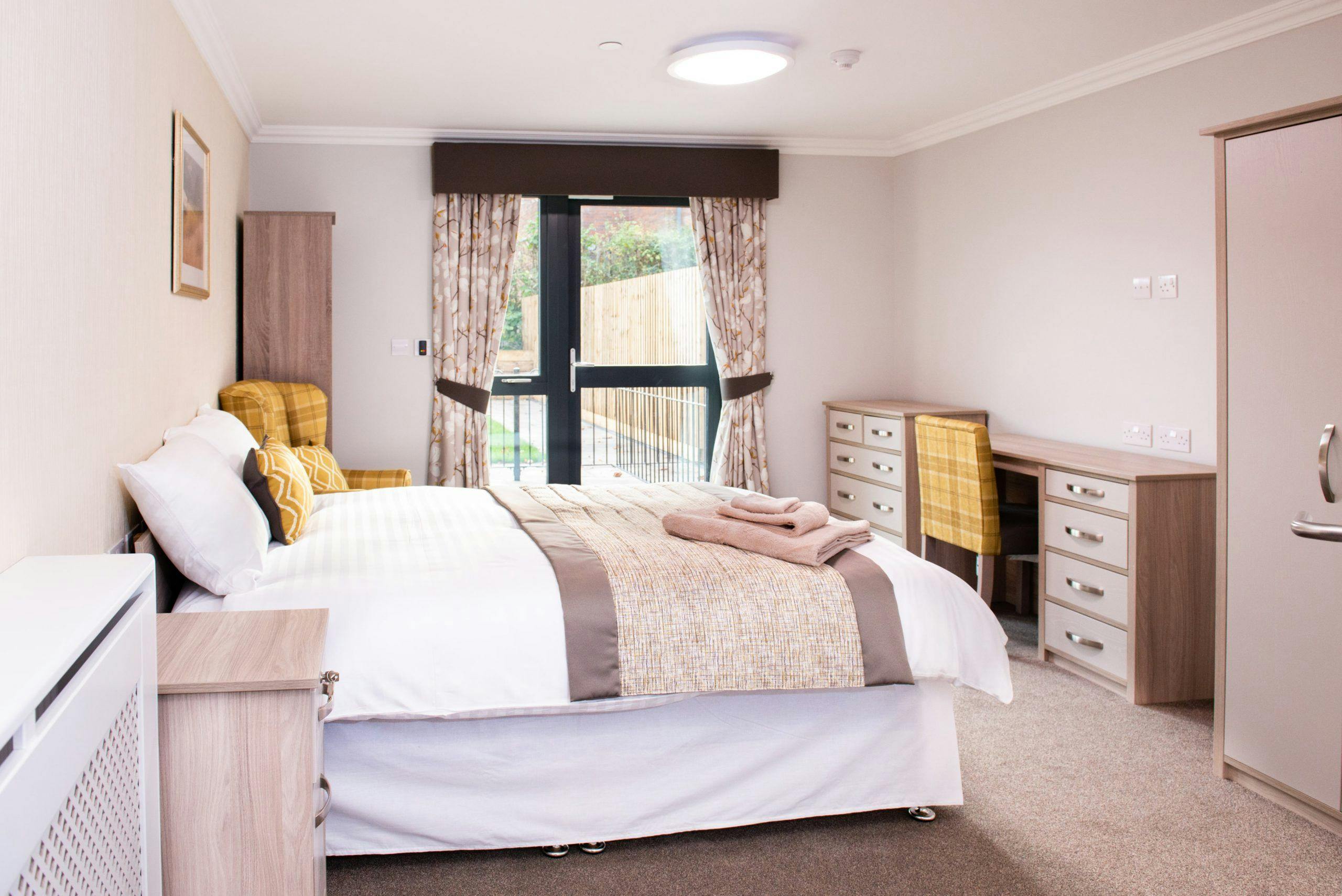 Bedroom of Heanor Park Care Home in Ripley, Derbyshire