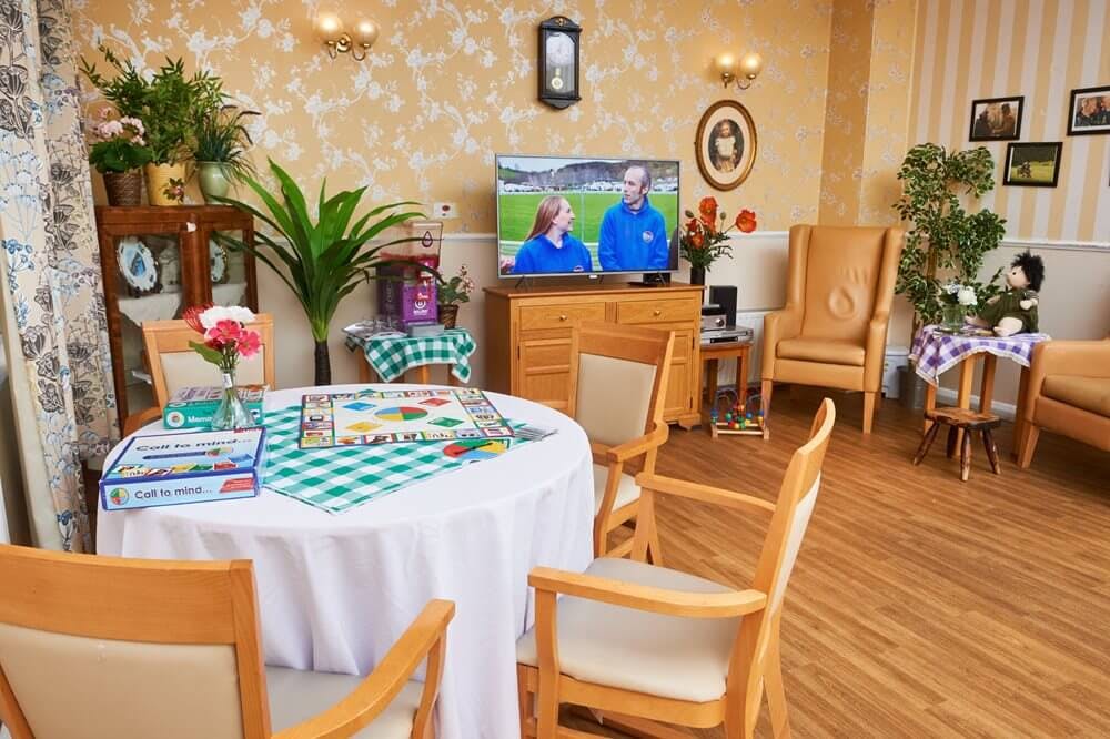 Lounge of Highbury New Park care home in London, Greater London