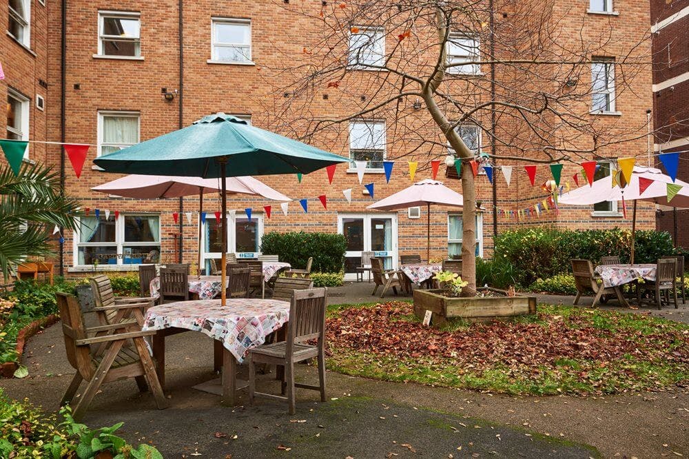 Garden of Highbury New Park care home in London, Greater London