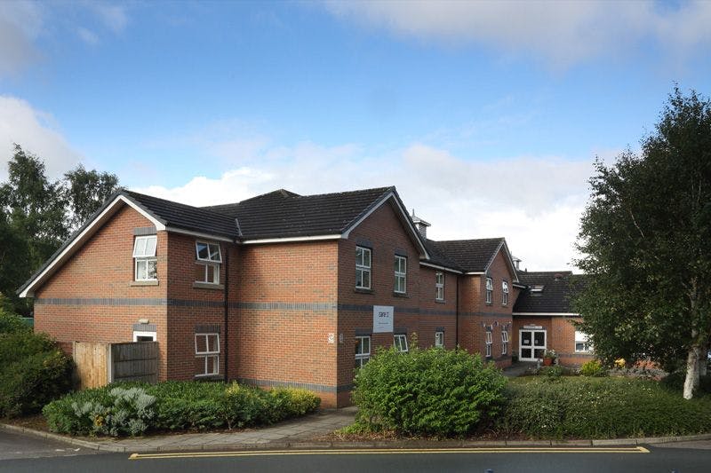 Exterior of Hollins Park Care Home in Macclesfield, Cheshire East