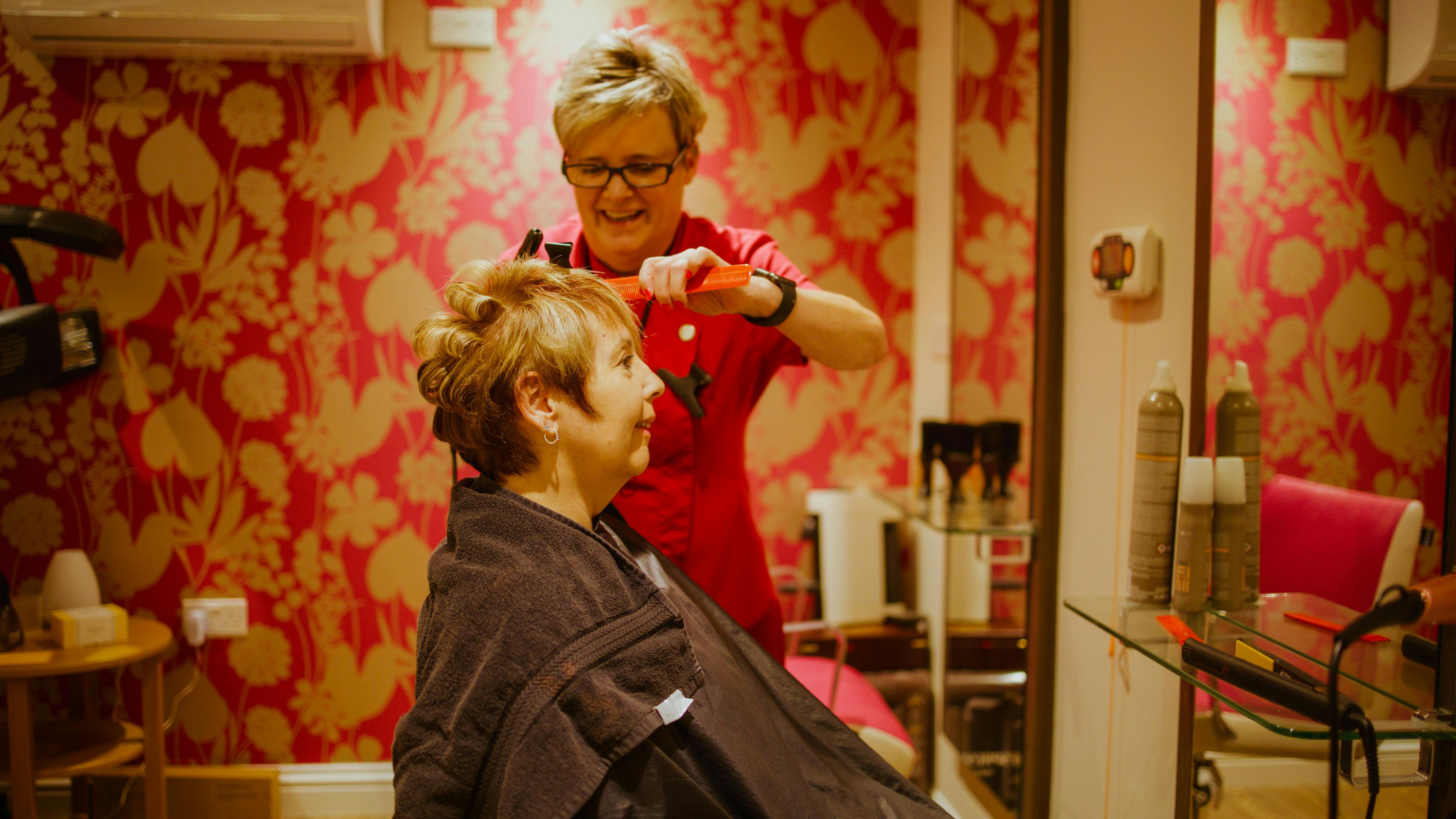 Hairdressers at The Hollies Care Home in Dursley, Gloucestershire