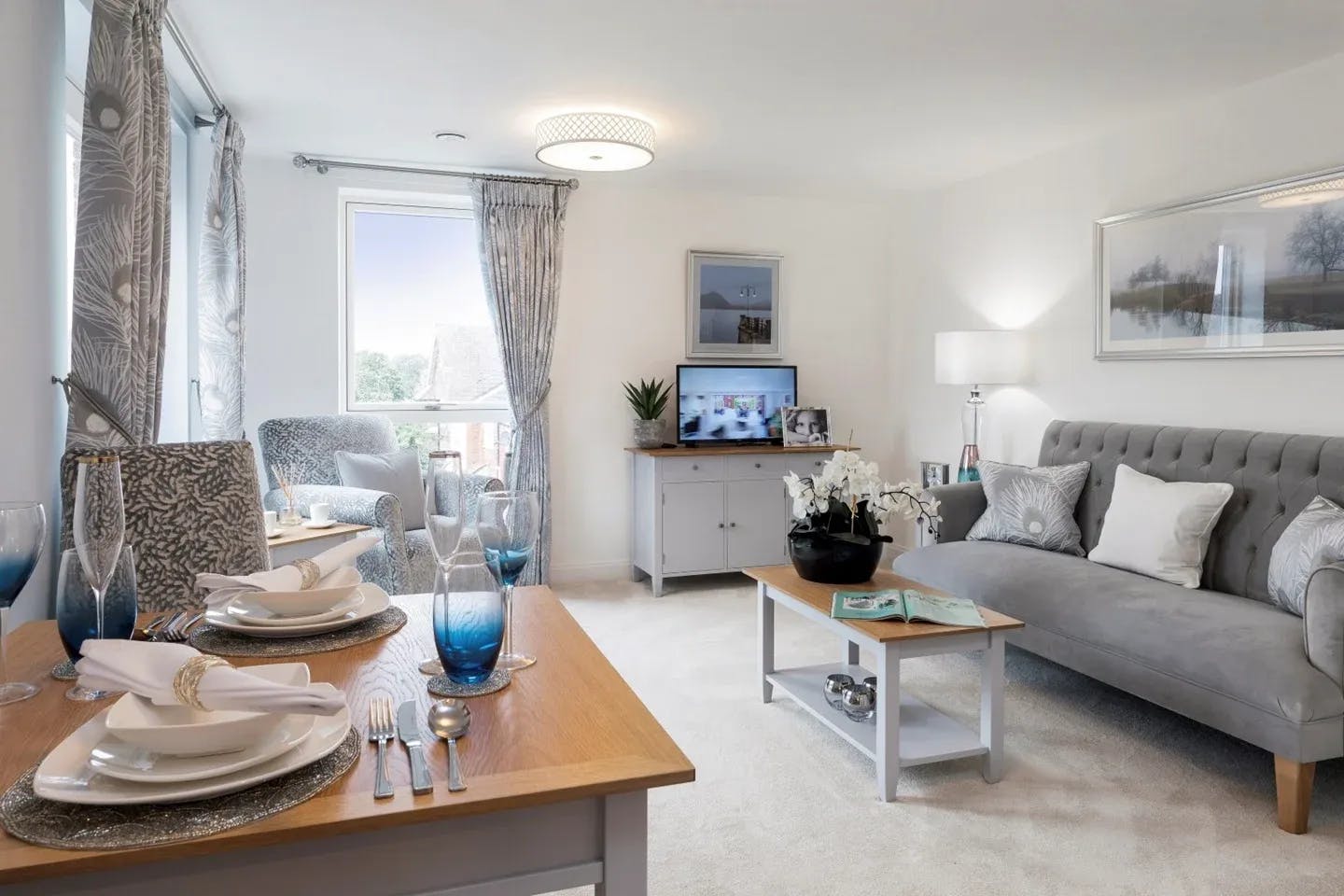Living Room at Holly Place Retirement Development in Surrey, South East England