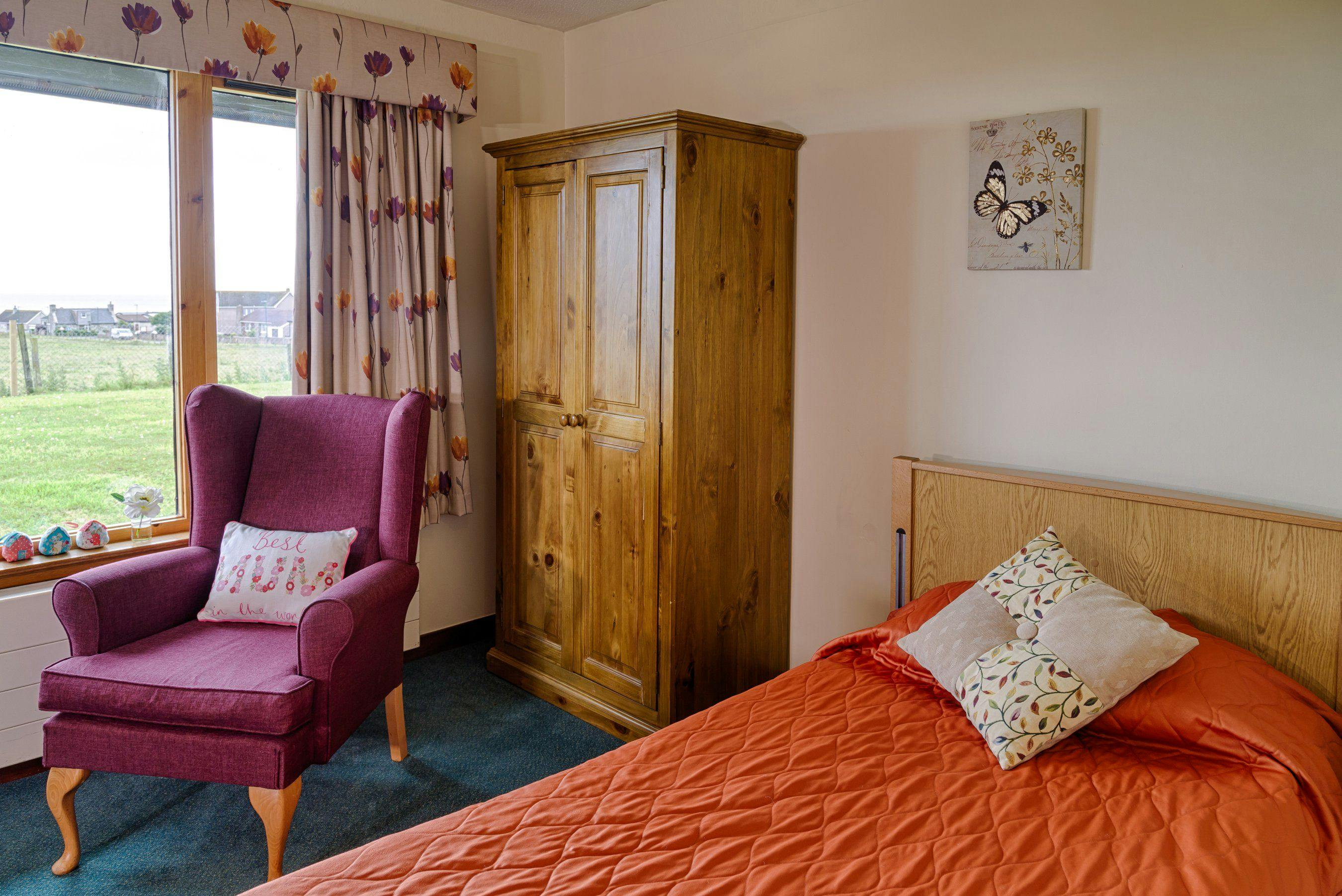 Bedroom at Seaview Care Home in Wick, Highland