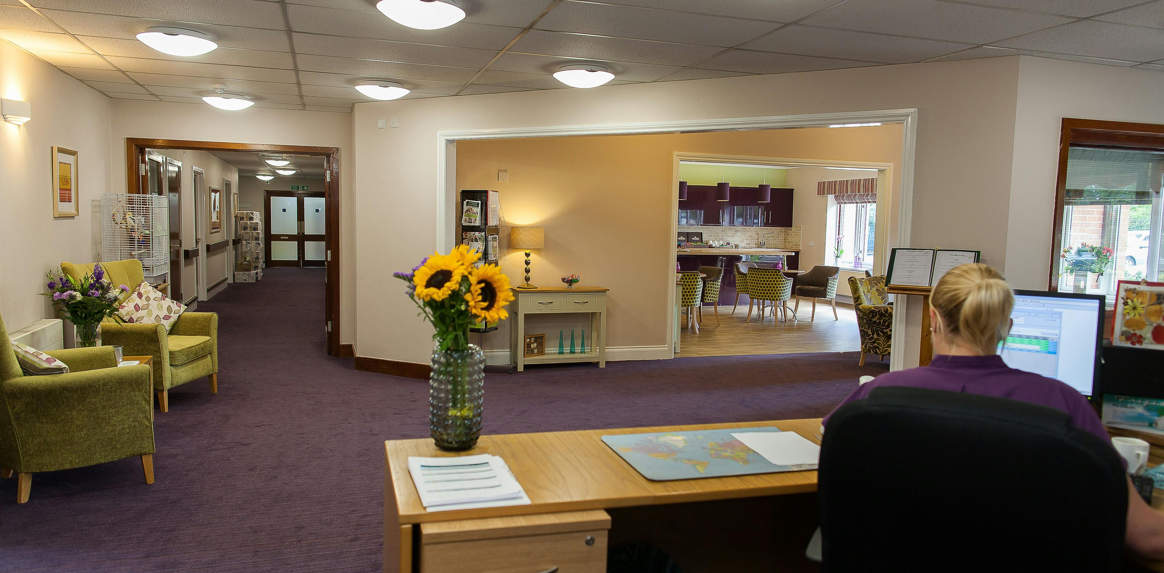 Reception of Newton House Care Home in Grantham, South Kesteven