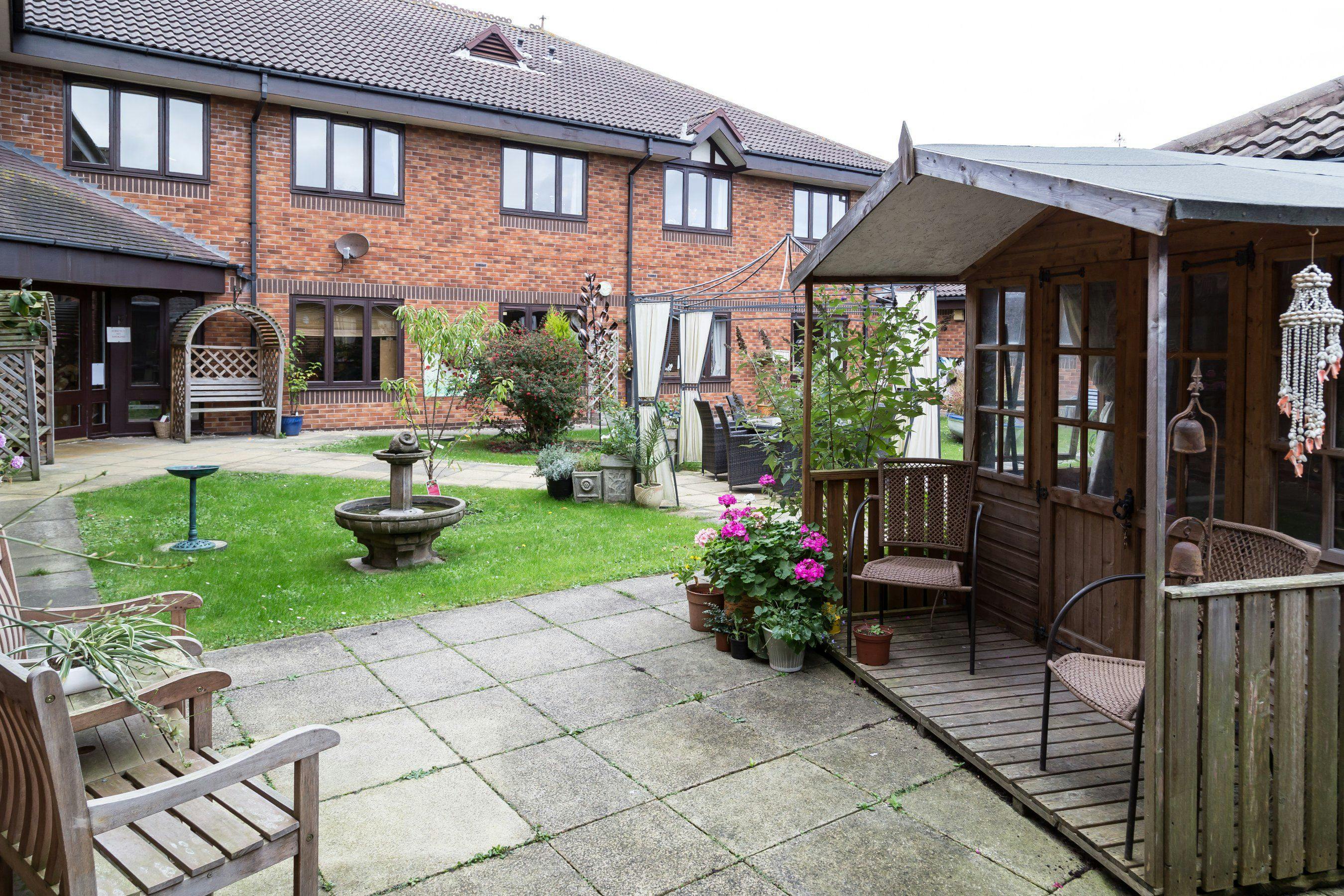 Garden at Mallard Court Care home in Bridlington, East Riding of Yorkshire