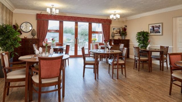 The dining area at Kents Hill Care Home in Milton Keynes, Buckinghamshire