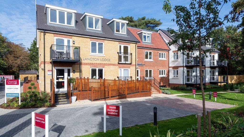 Exterior of Langton Lodge retirement development in Staines-upon-Thames, Surrey
