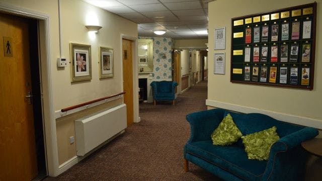 Hallway ar Manor Park Care Home in Castleford, Wakefield