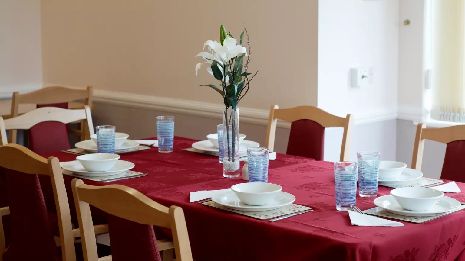 Dining area of Mayfair Lodge care home in Watkins Rise, Hertfordshire