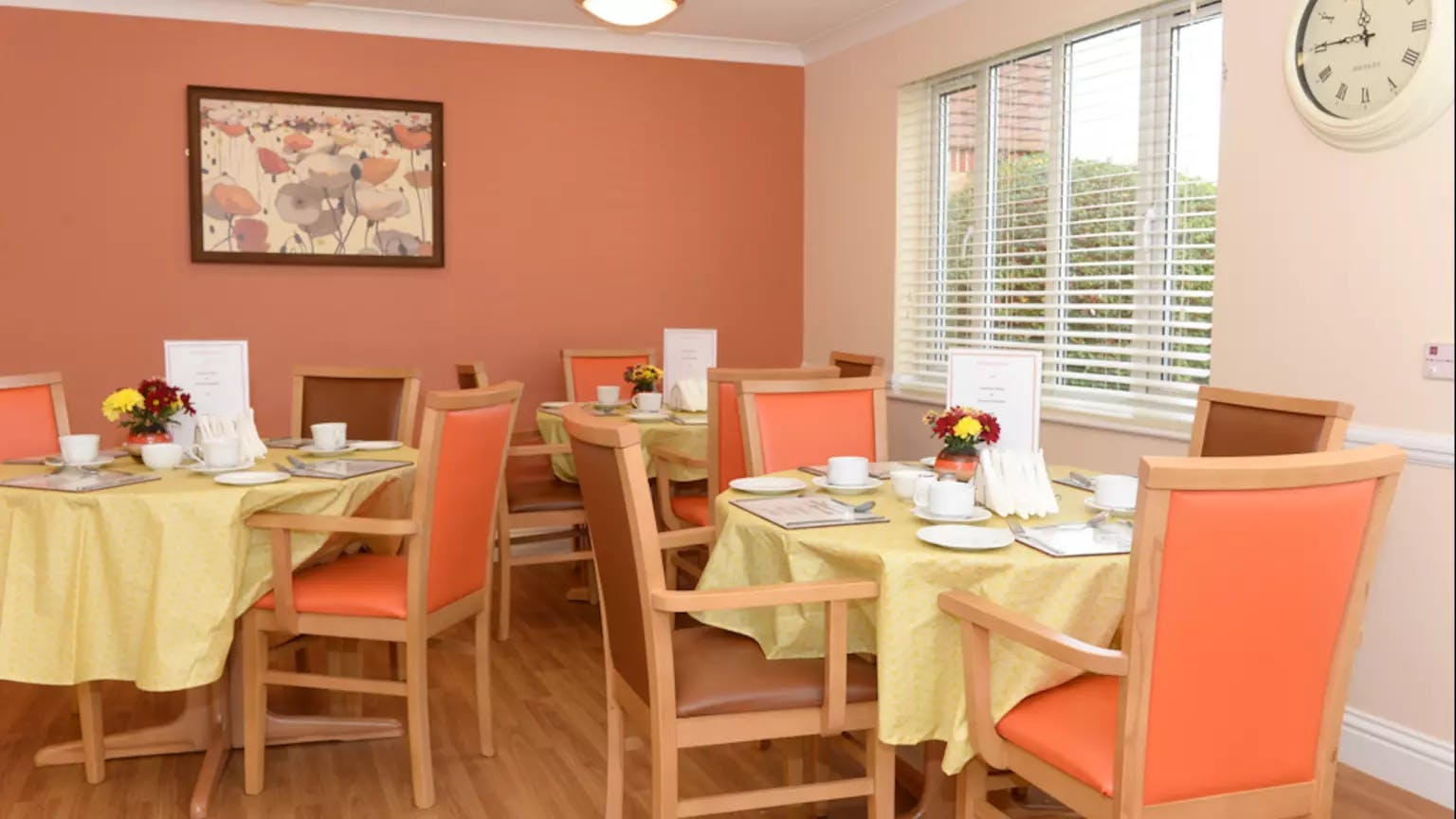 Dining area of Mayfair Lodge care home in Watkins Rise, Hertfordshire