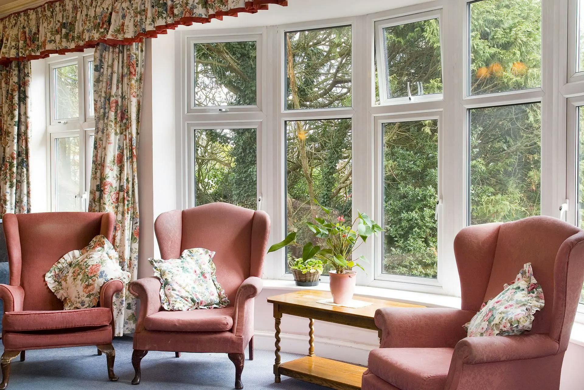 Lounge of Moorlands care home in Lightwater, Surrey