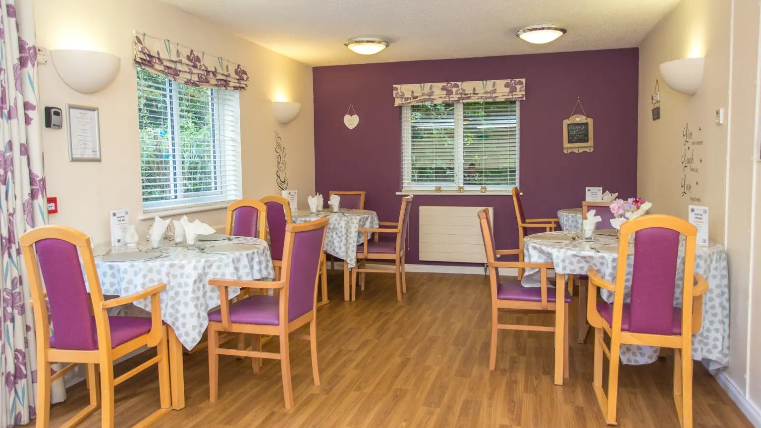 Dining area of Moutnbatten Lodge care home in Hemel Hempstead, Hertfordshire
