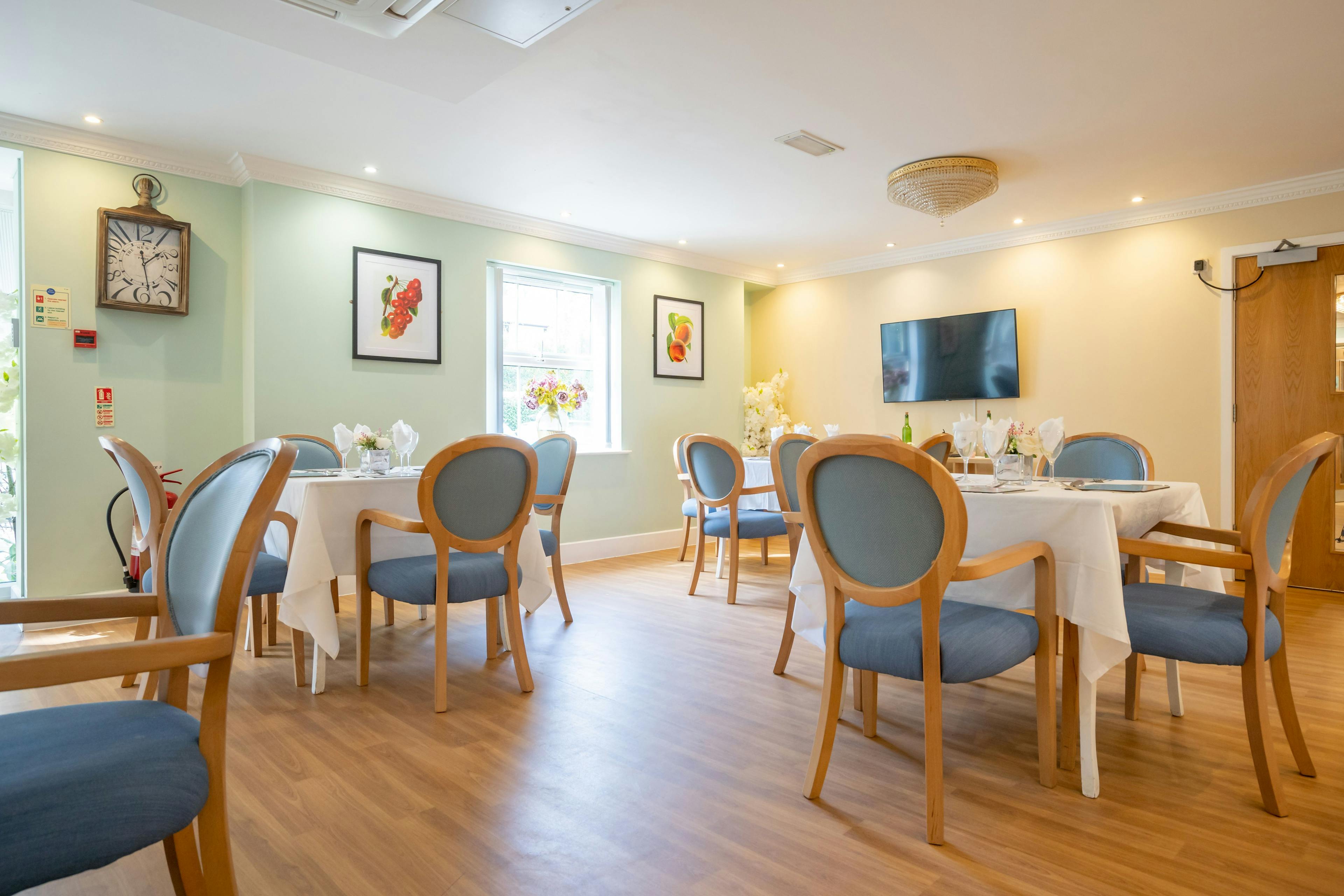 Dining area of Aranlow House Care Home in Poole, Dorset