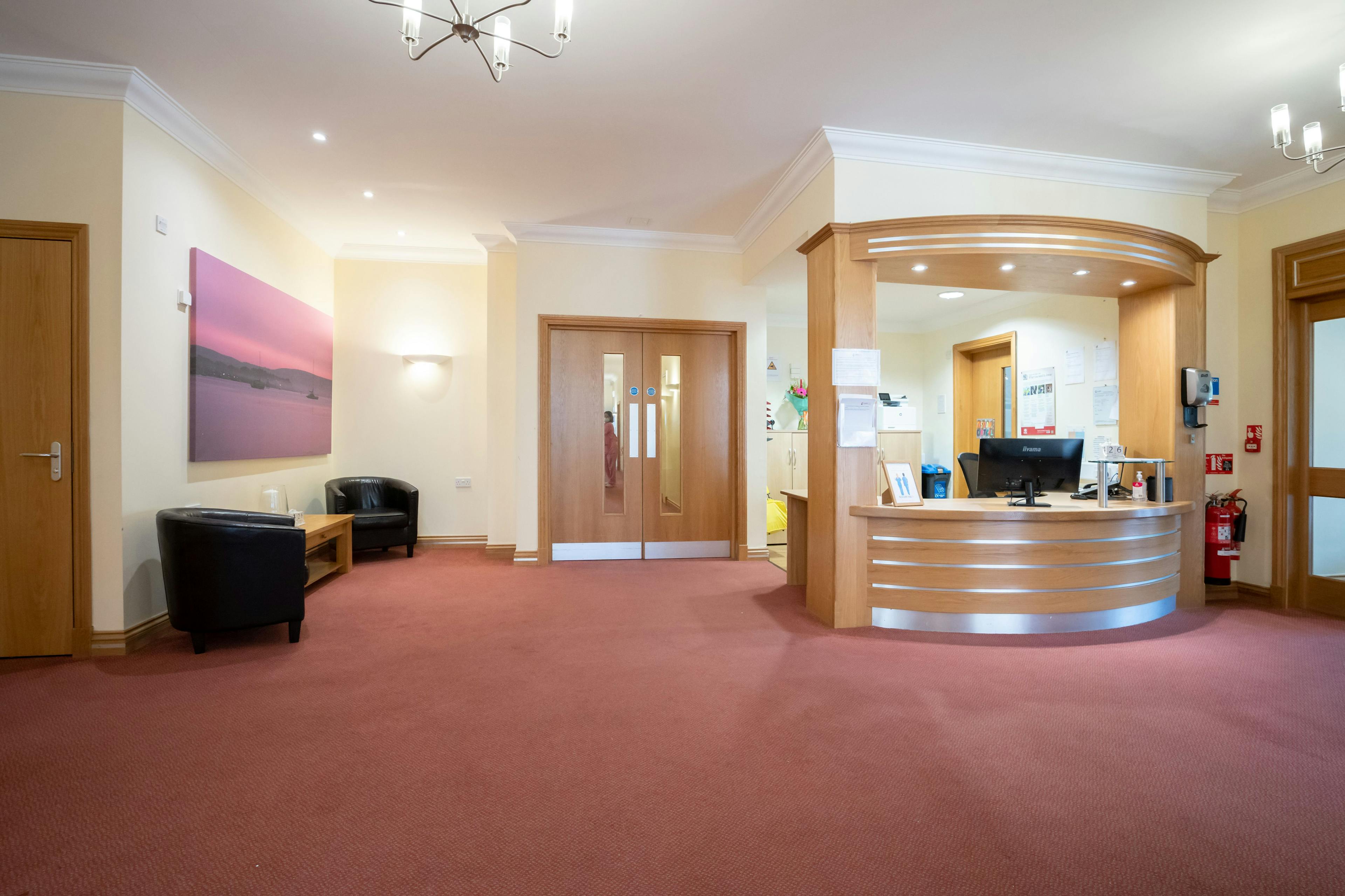 Reception of Branksome Park care home in Poole, Dorset