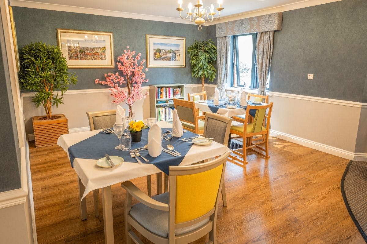 Dining room of Wytham House care home in Oxfordshire