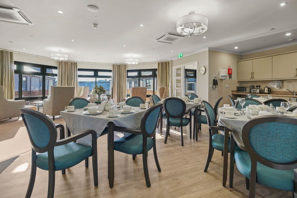 Dining room of Old Norse Lodge care home in Grimsby, Lincolnshire