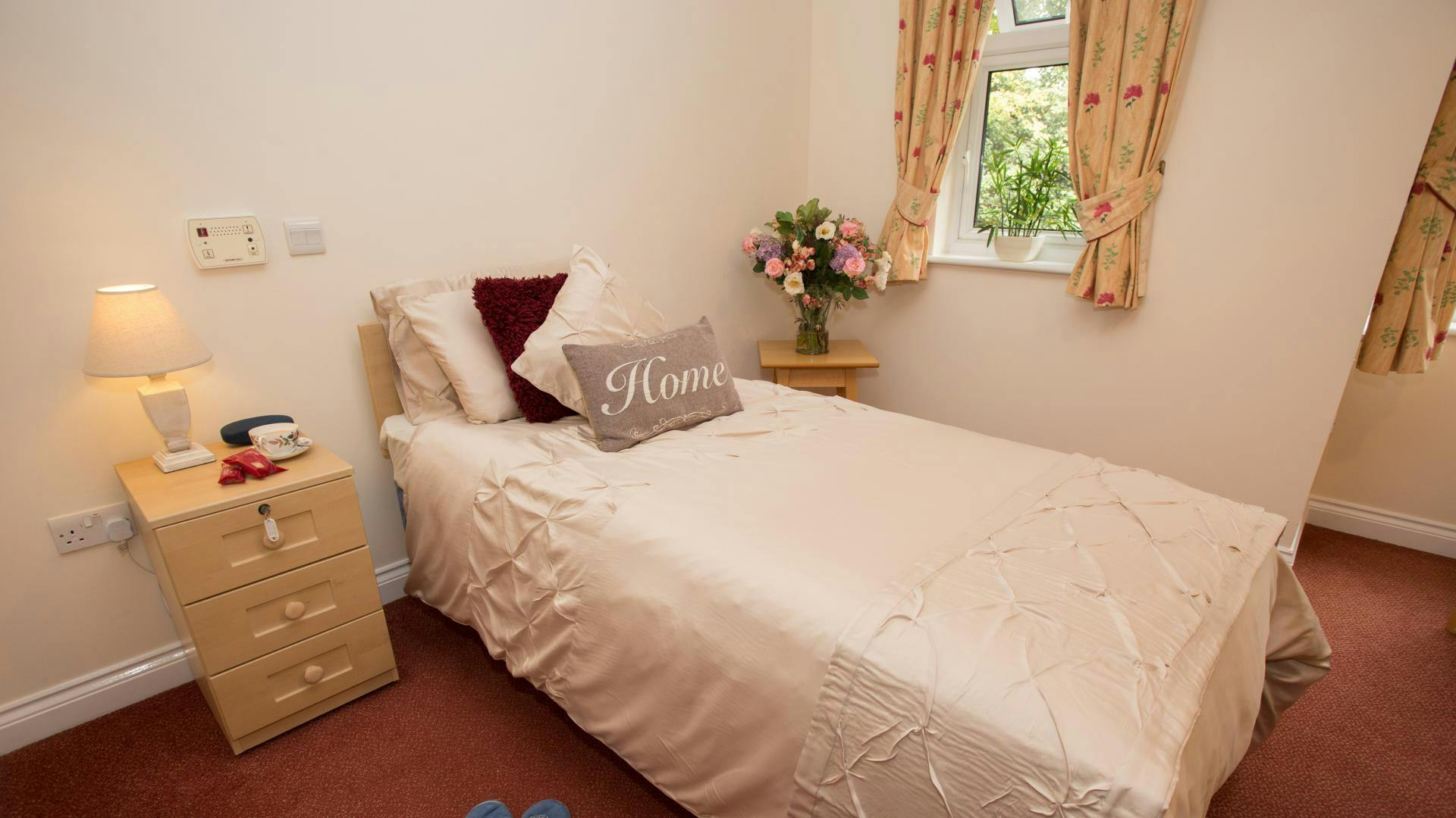 Bedroom at The Meadows Care Home in Didcot, Oxfordshire
