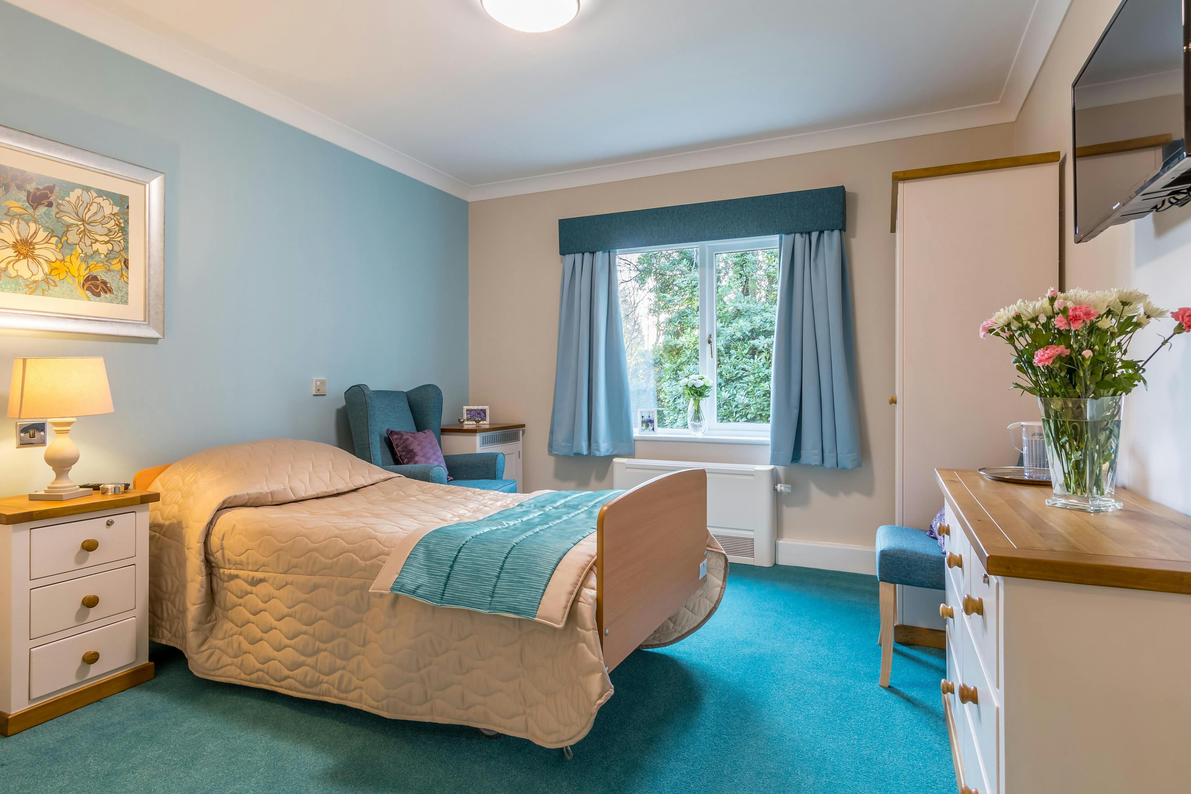 Bedroom at Overslade House Care Home in Rugby, Warwickshire