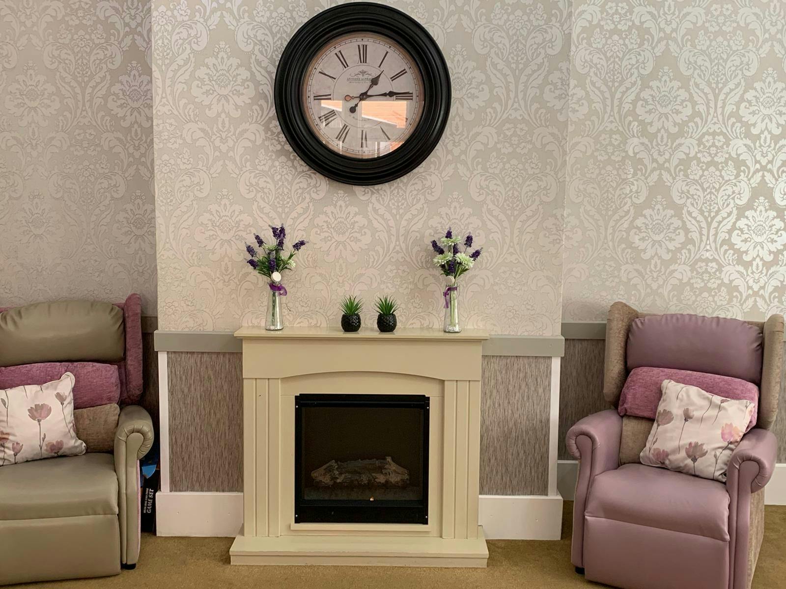 Communal lounge of Park House care home in Bewdley, West Midlands