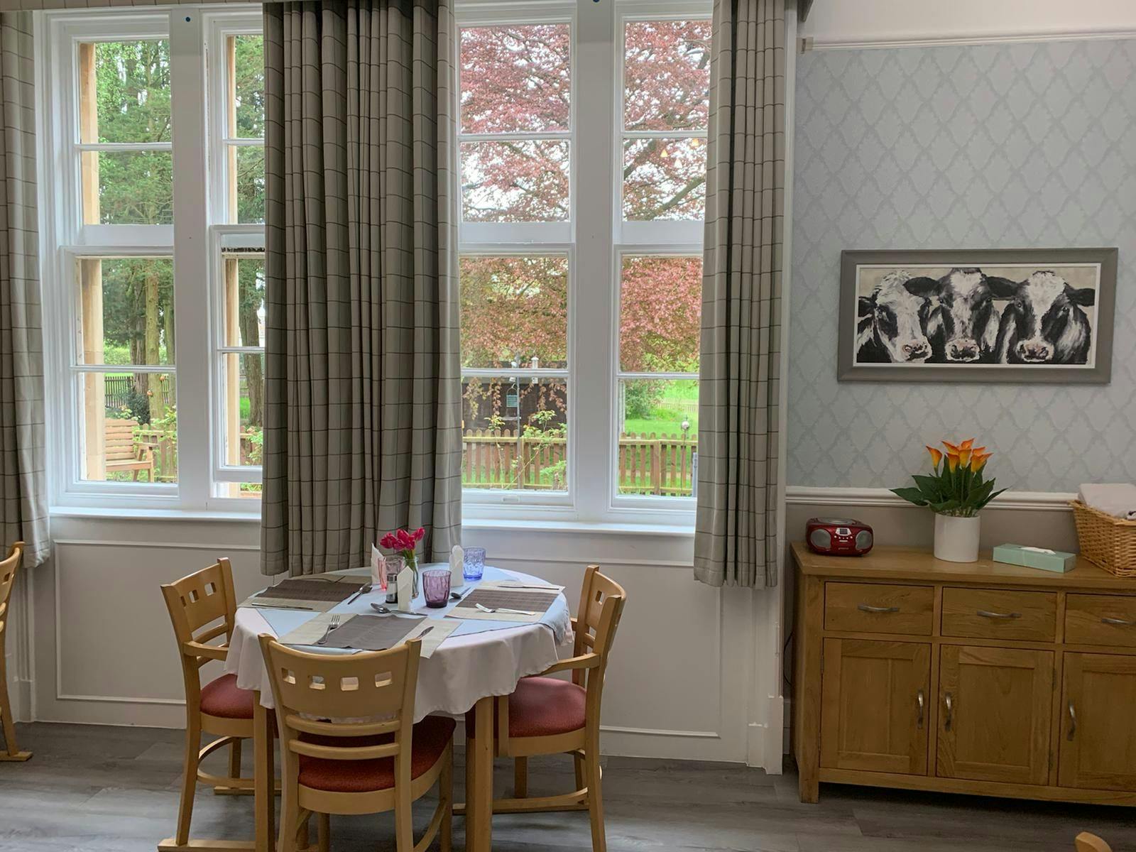 Communal dining room of Park House care home in Bewdley, West Midlands