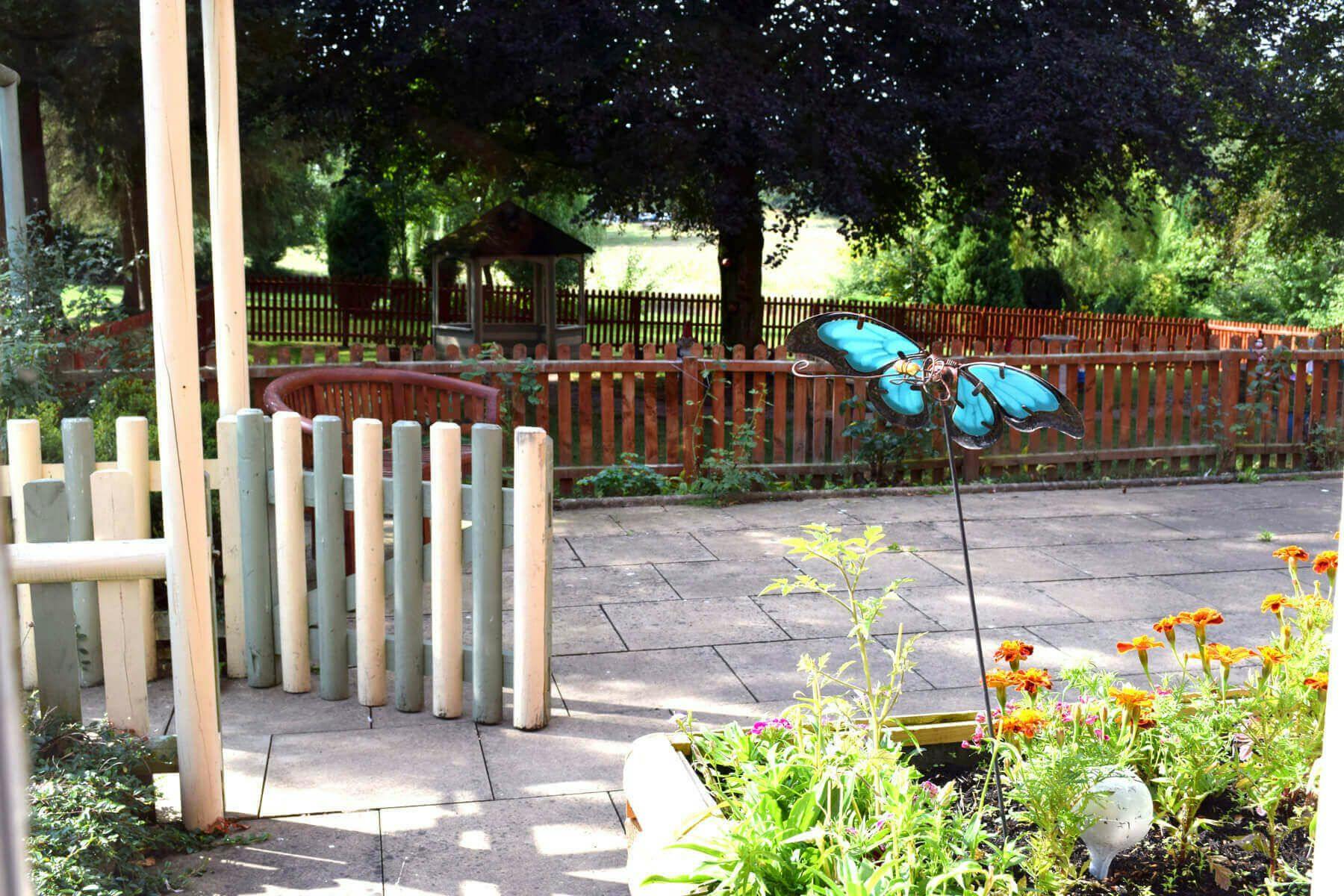Garden area of Park House care home in Bewdley, West Midlands