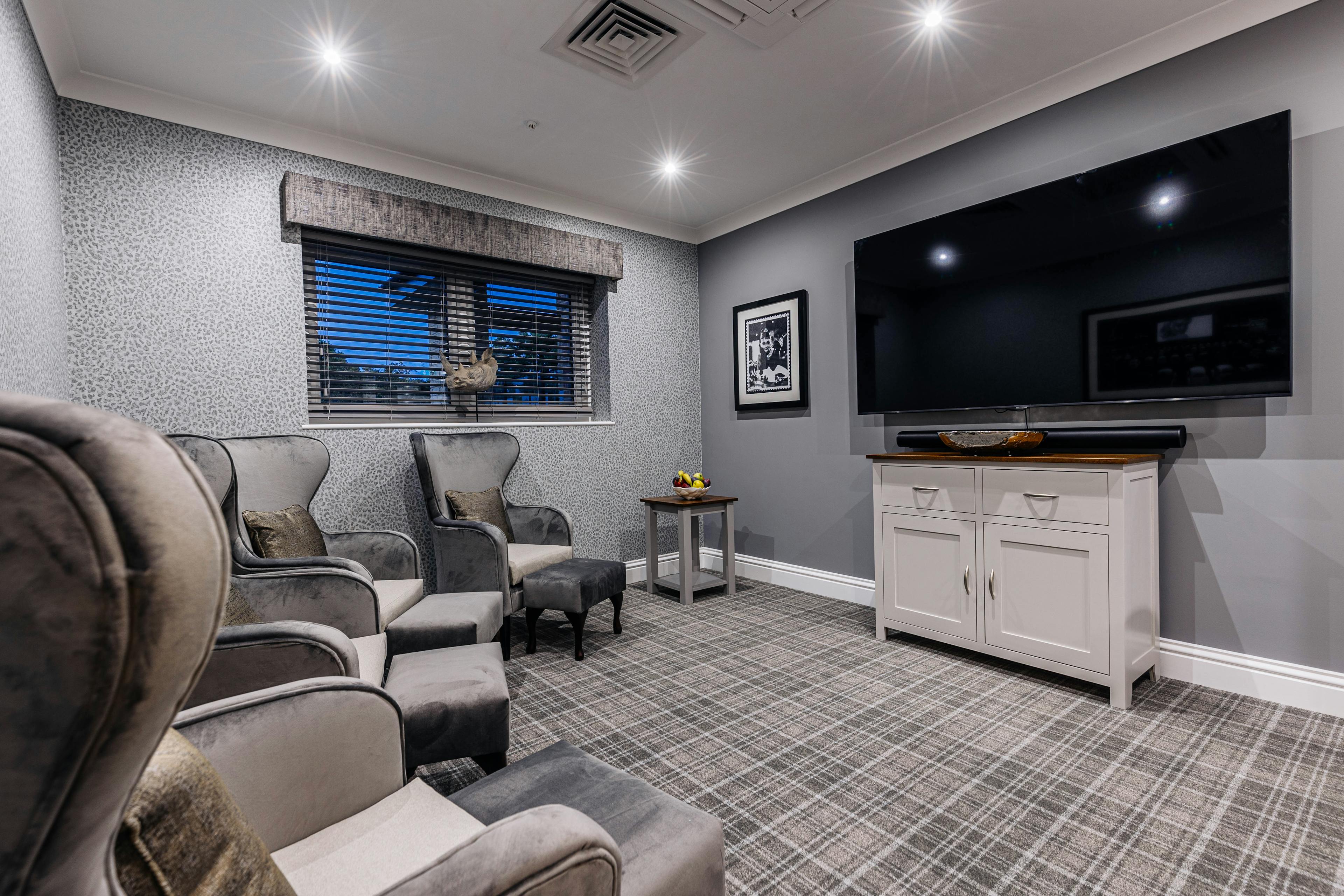 Cinema Room at Parley Place Care Home in Ferndown, Dorset