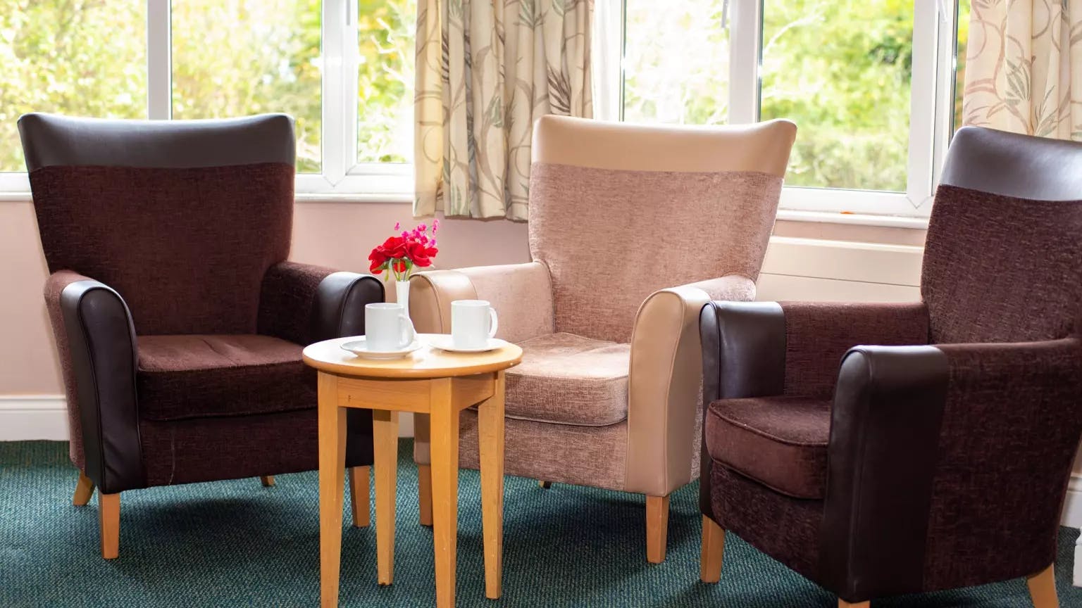 Lounge of Pinewood Lodge care home in Watford, Hertfordshire