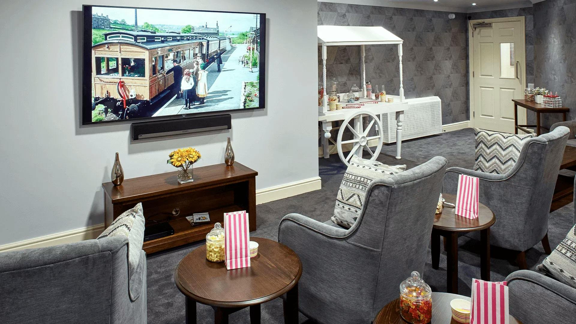 Cinema at Priory Court Care Home in Stamford, South Kesteven 