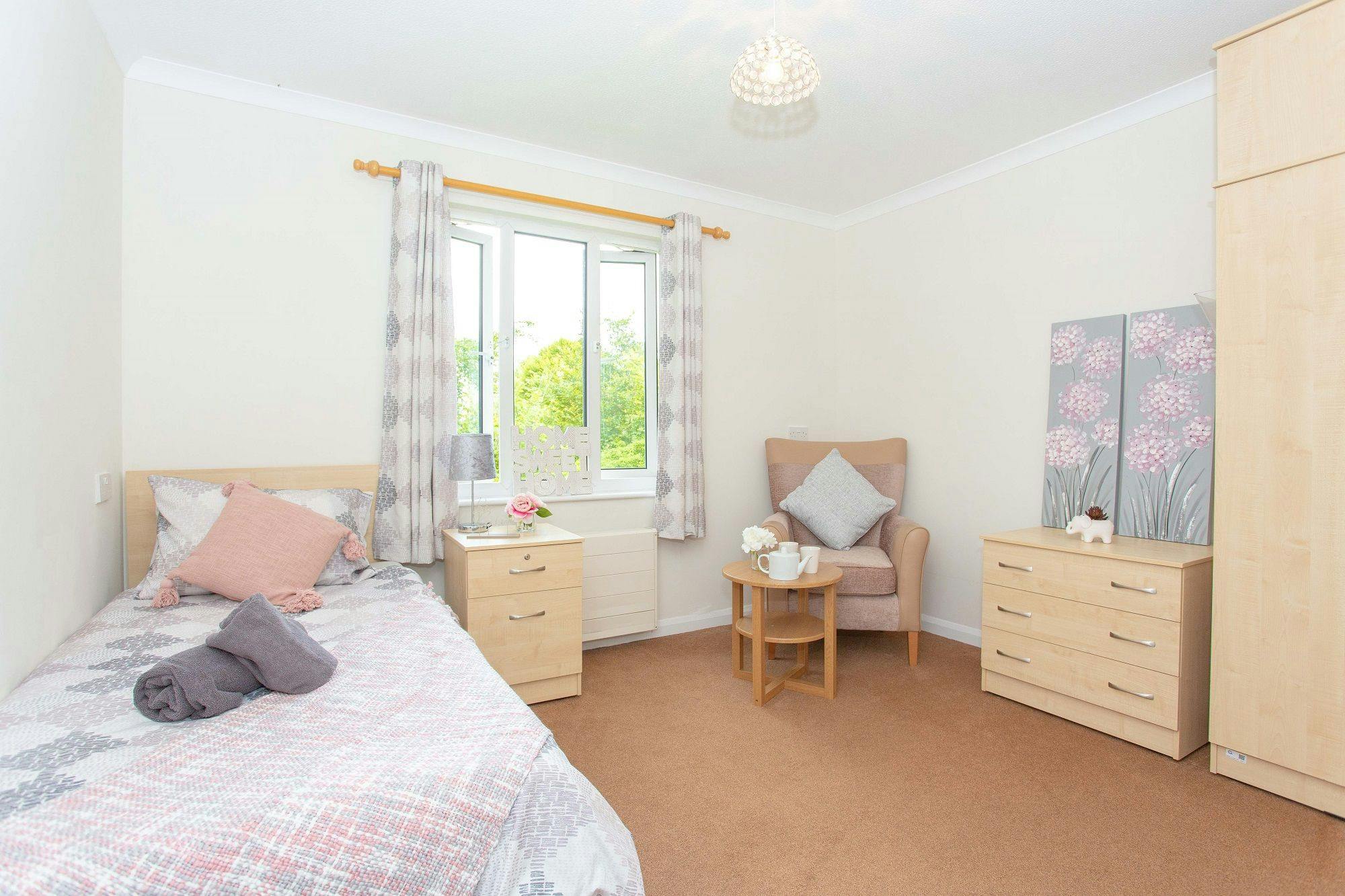 Bedroom at Providence Court care Home in Baldock, Hertfordshire