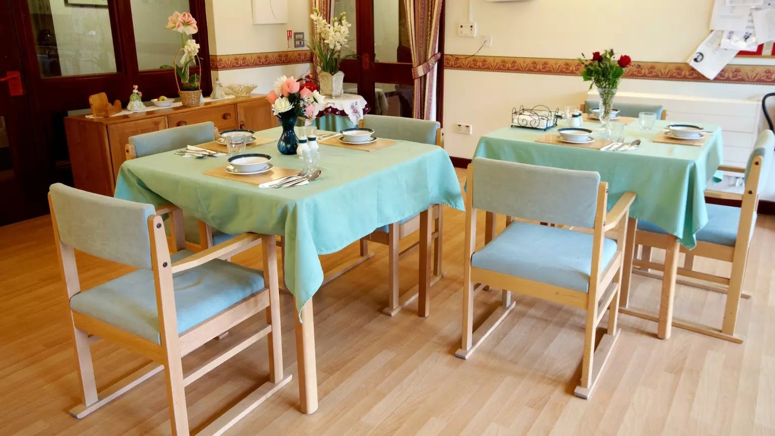 Dining room Richard Cox House care home in Royston, Hertfordshire