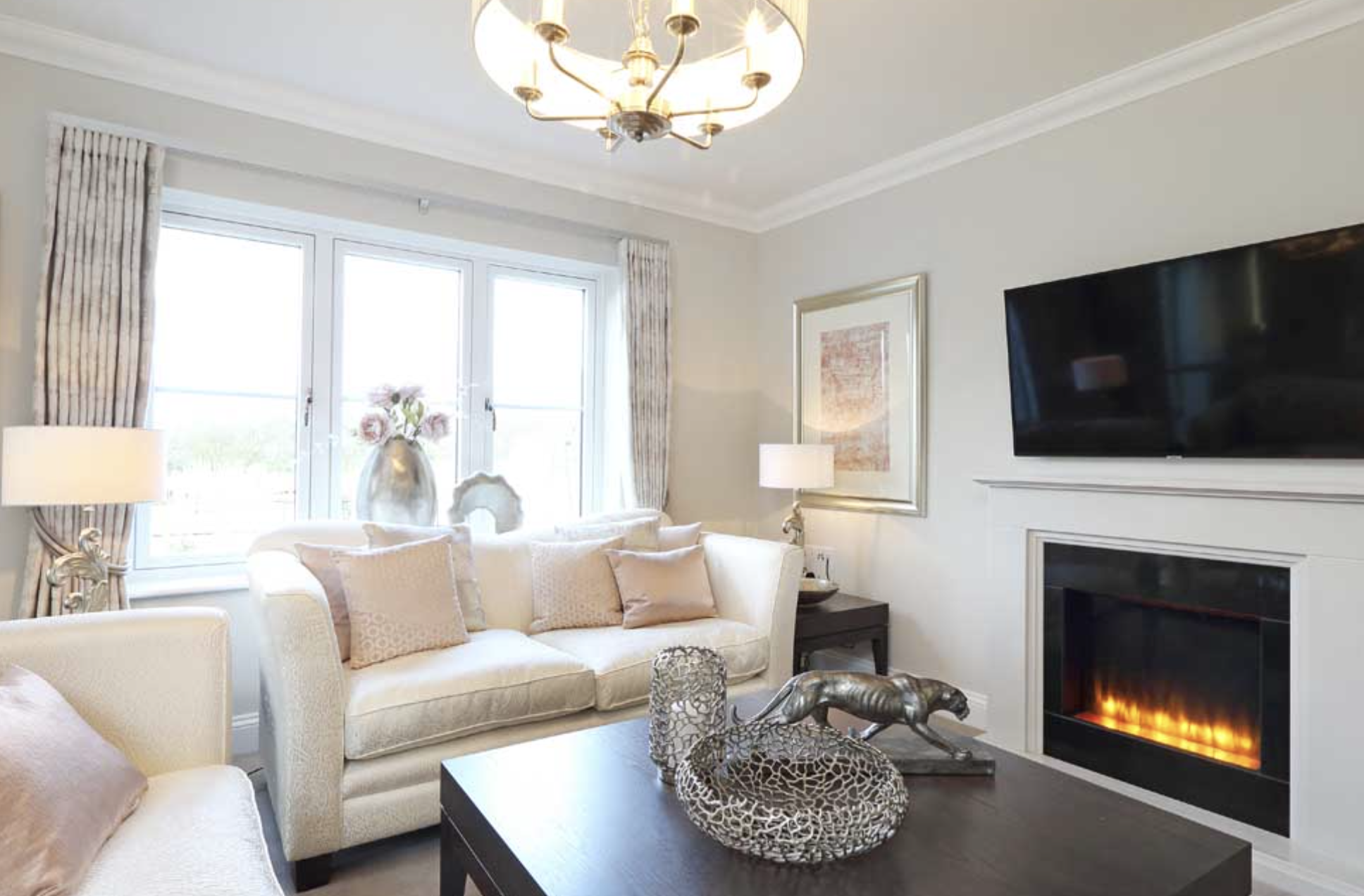 Living room of Cotswold Gate retirement development in Burford, Oxfordshire
