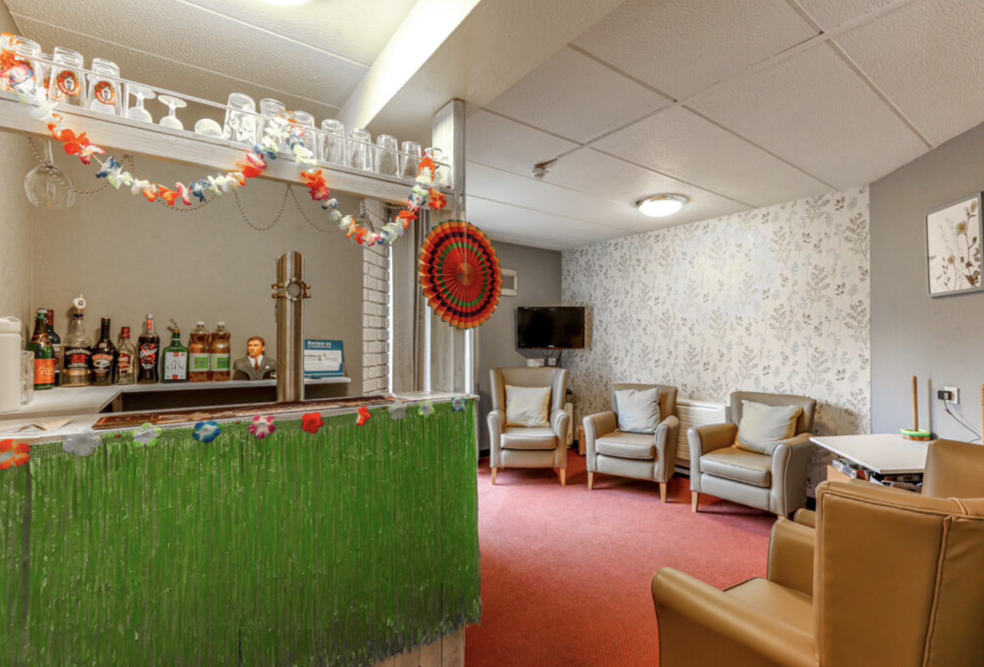 Lounge of Crossways care home in Northwich, Cheshire
