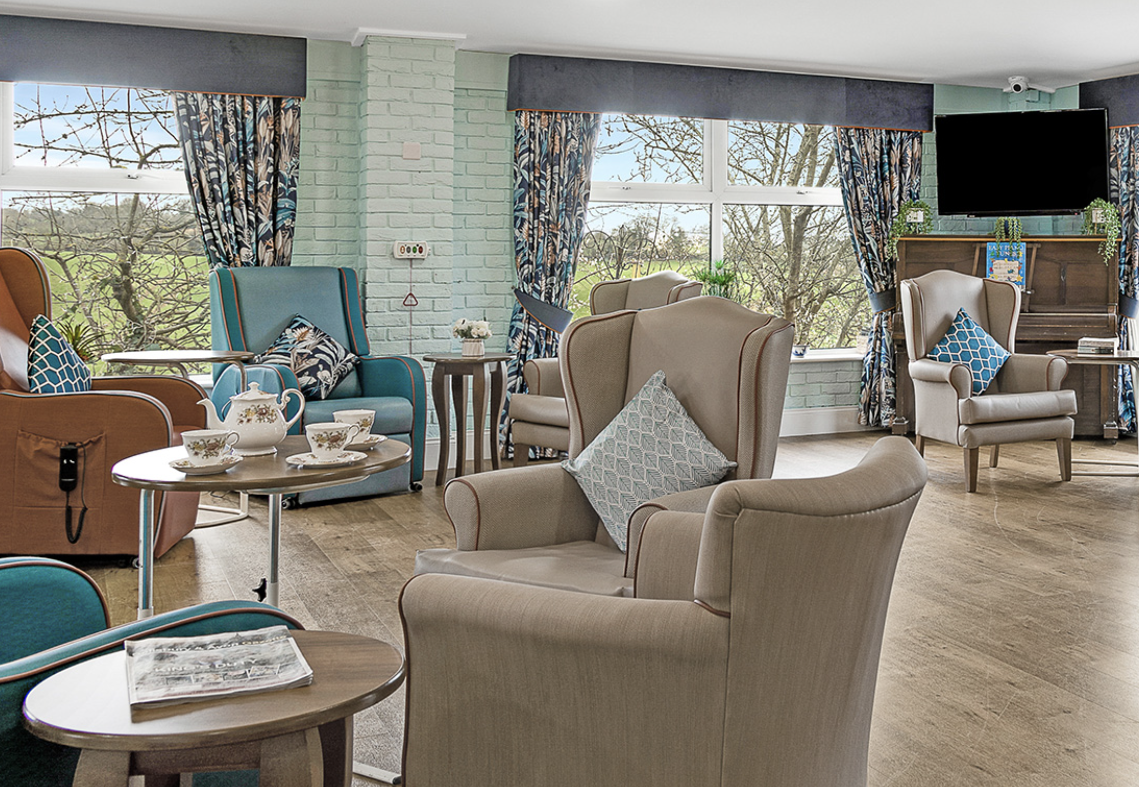 Lounge of Ashley Grange care home in Downton, Wiltshire