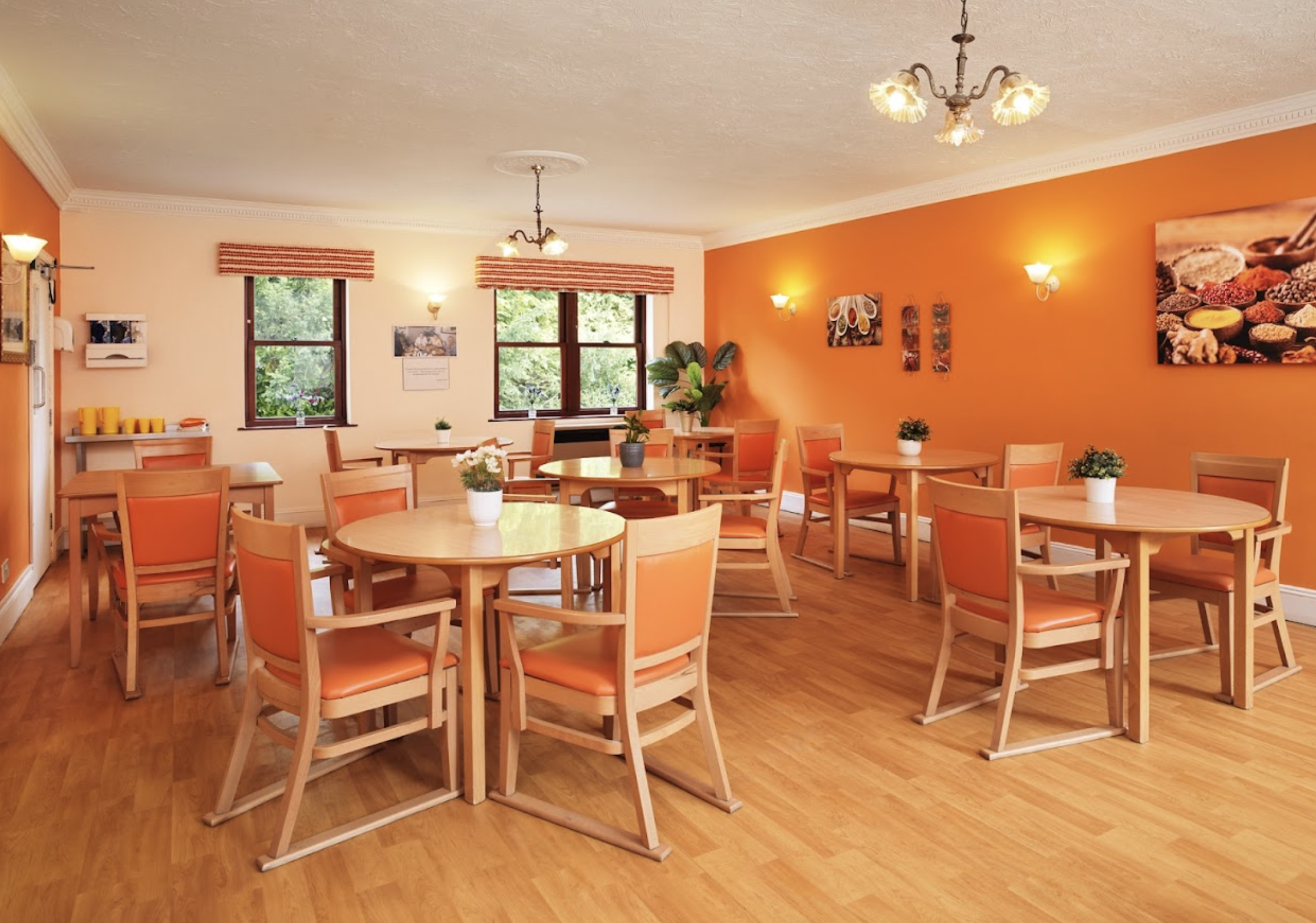 Dining area of Stokeleigh care home in Stoke Bishop, Bristol