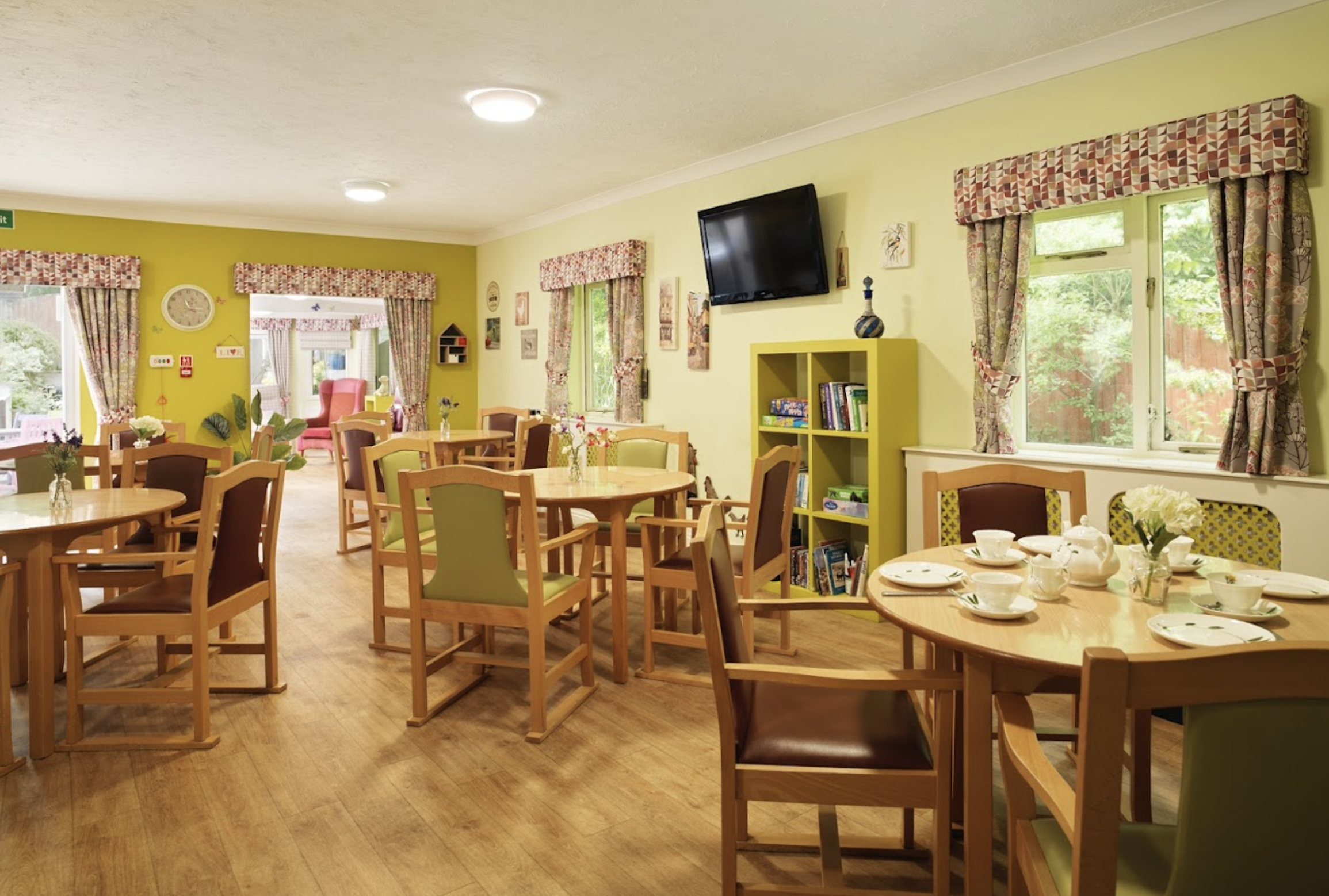 Dining area of The Laurels and Pine Lodge Care Home in Poole, Dorset