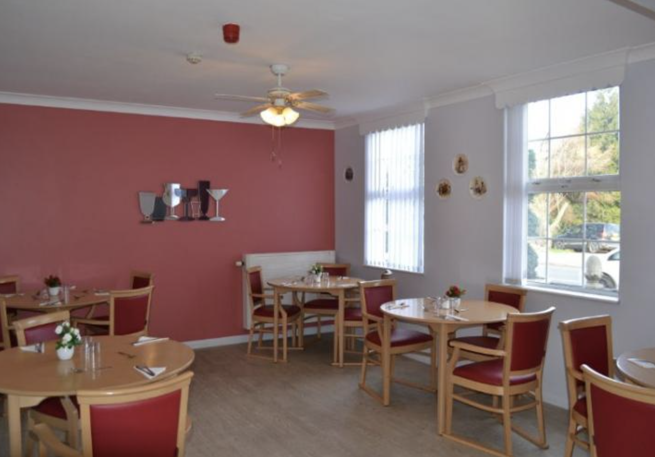 Dining room of Pine Lodge care home in Sittingbourne, Kent